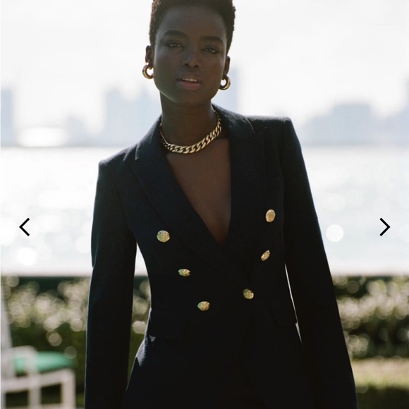 $695 Veronica Beard Miller Dickey Jacket Blazer Navy gold Double Breasted Sz 4 - Picture 13 of 16